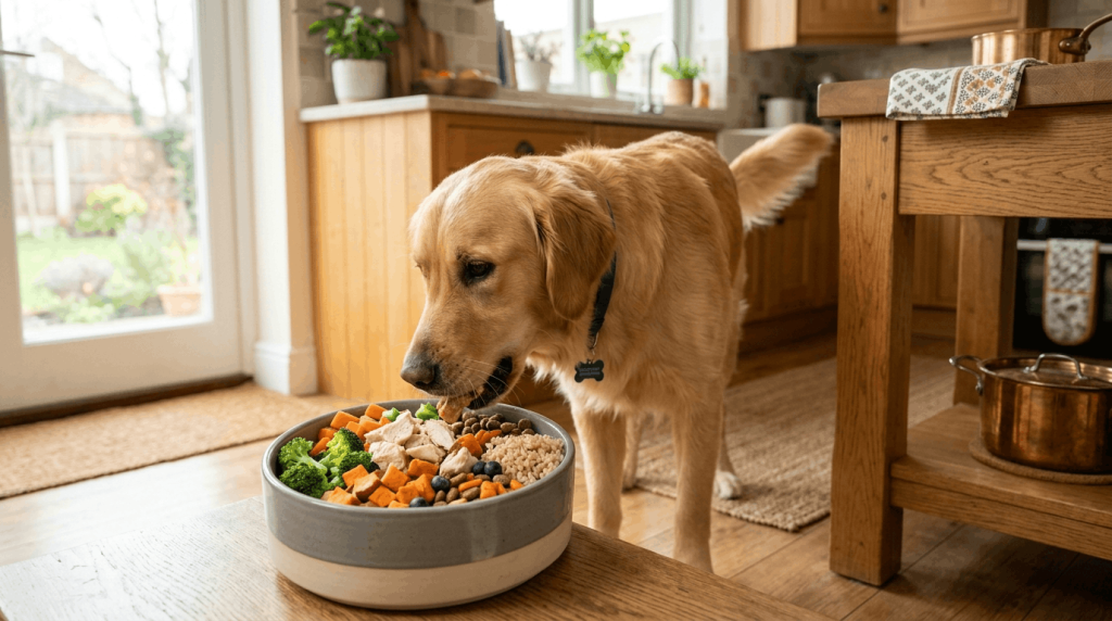 Balanced diet for dogs with nutritious complete meals.