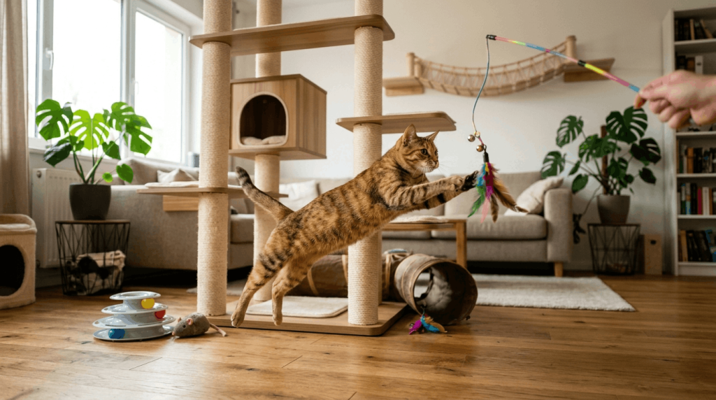 Encouraging cat movement through exercise and enrichment activities.