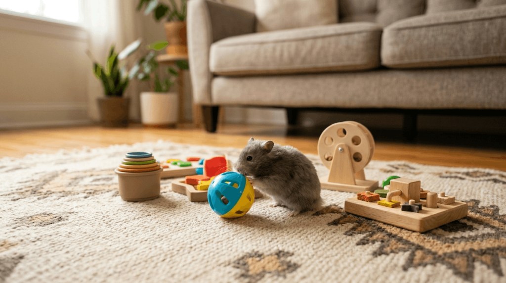 Puzzle toys for small pets with interactive enrichment activities.